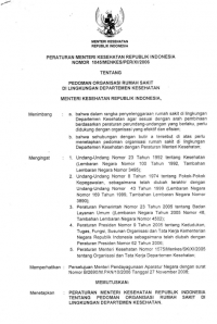 PMK No.1045 Tahun 2006 Tentang Pedoman Organisasi RS
