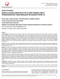 BUDAYA KESELAMATAN STAF KLINIS RUMAH SAKIT TERAKREDITASI YANG MENJADI RUJUKAN COVID-19