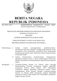 PERATURAN MENTERI KESEHATAN REPUBLIK INDONESIA NOMOR 49 TAHUN 2013 TENTANG KOMITE KEPERAWATAN RUMAH SAKIT